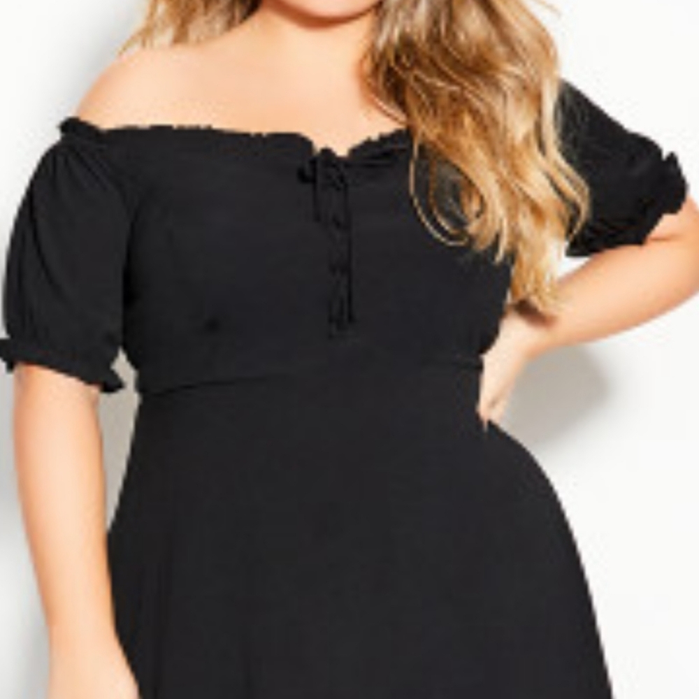 City Chic Puff Love Dress, S black dress